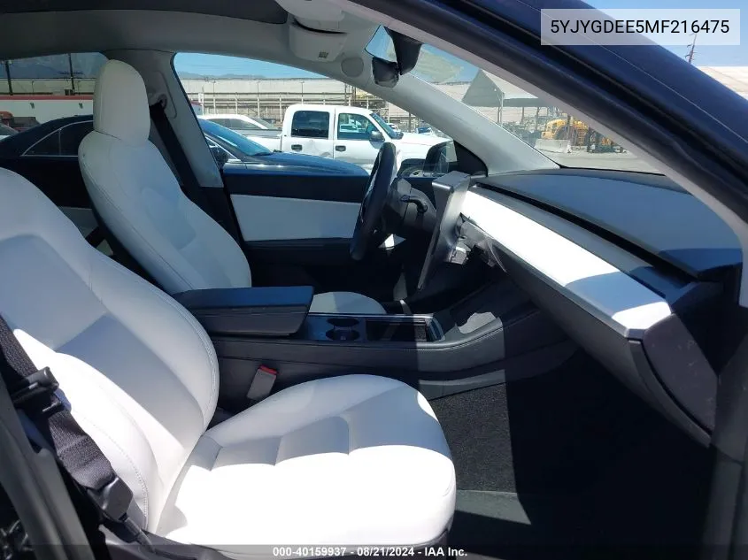 5YJYGDEE5MF216475 2021 Tesla Model Y