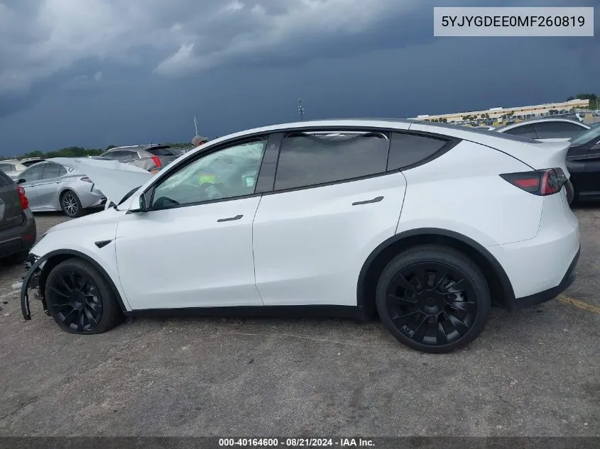 5YJYGDEE0MF260819 2021 Tesla Model Y