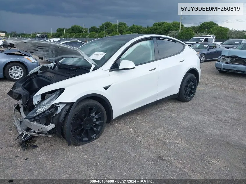 5YJYGDEE0MF260819 2021 Tesla Model Y