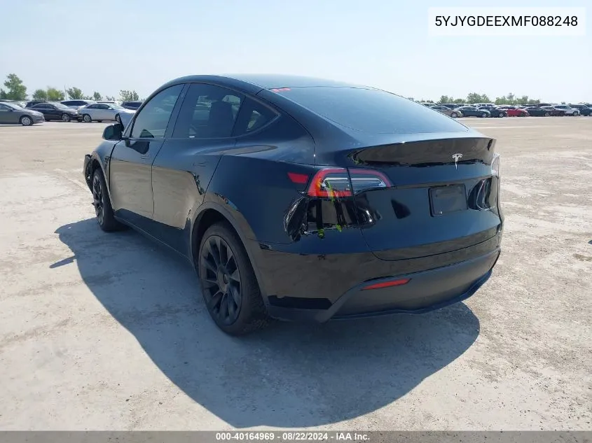 2021 Tesla Model Y Long Range Dual Motor All-Wheel Drive VIN: 5YJYGDEEXMF088248 Lot: 40164969