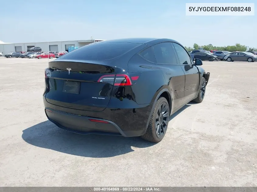 2021 Tesla Model Y Long Range Dual Motor All-Wheel Drive VIN: 5YJYGDEEXMF088248 Lot: 40164969