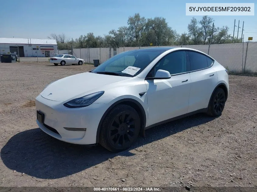 5YJYGDEE5MF209302 2021 Tesla Model Y Long Range Dual Motor All-Wheel Drive