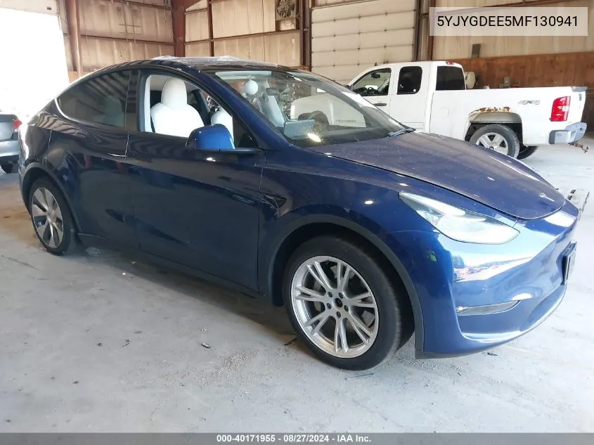 2021 Tesla Model Y Long Range Dual Motor All-Wheel Drive VIN: 5YJYGDEE5MF130941 Lot: 40171955