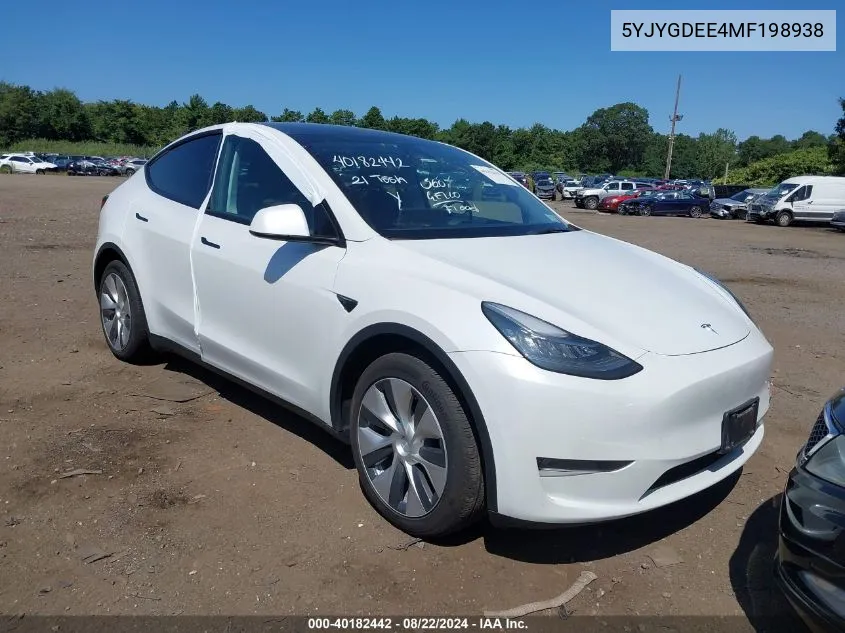 2021 Tesla Model Y Long Range Dual Motor All-Wheel Drive VIN: 5YJYGDEE4MF198938 Lot: 40182442