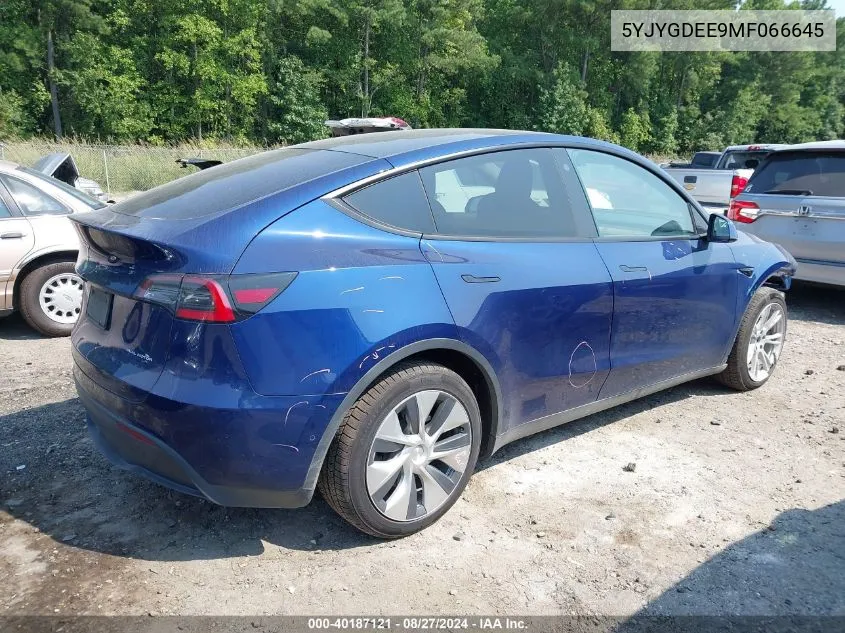 2021 Tesla Model Y Long Range Dual Motor All-Wheel Drive VIN: 5YJYGDEE9MF066645 Lot: 40187121