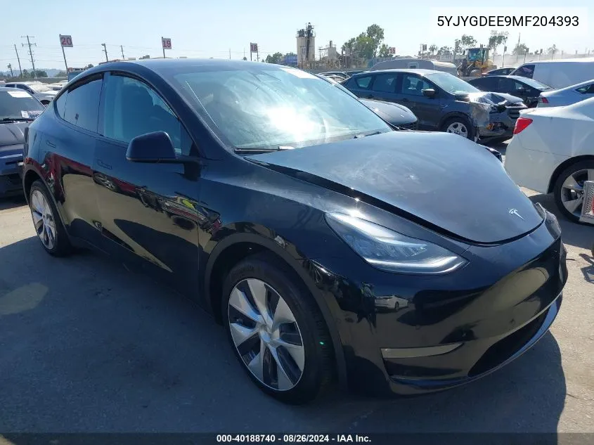 2021 Tesla Model Y Long Range Dual Motor All-Wheel Drive VIN: 5YJYGDEE9MF204393 Lot: 40188740