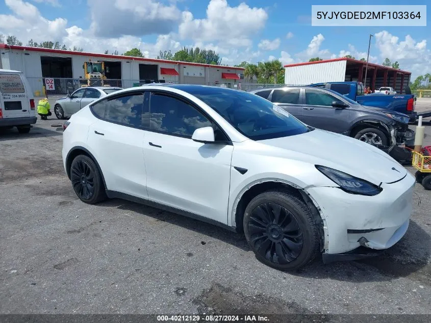 5YJYGDED2MF103364 2021 Tesla Model Y Standard Range Rear-Wheel Drive