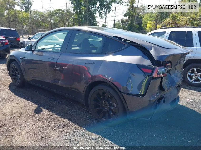 2021 Tesla Model Y Long Range Dual Motor All-Wheel Drive VIN: 5YJYGAEE5MF201182 Lot: 40220913