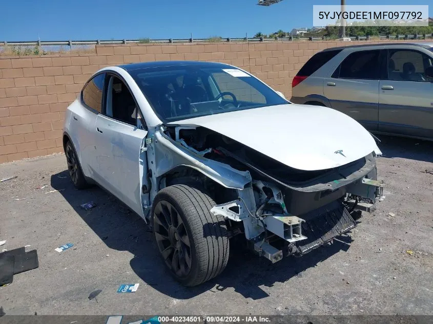 5YJYGDEE1MF097792 2021 Tesla Model Y Long Range Dual Motor All-Wheel Drive