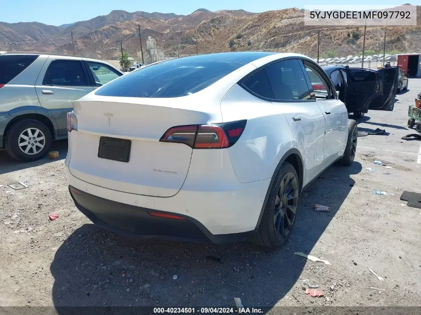 5YJYGDEE1MF097792 2021 Tesla Model Y Long Range Dual Motor All-Wheel Drive