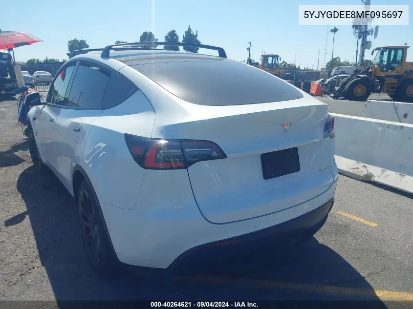 2021 Tesla Model Y Long Range Dual Motor All-Wheel Drive VIN: 5YJYGDEE8MF095697 Lot: 40264621