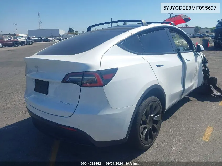 2021 Tesla Model Y Long Range Dual Motor All-Wheel Drive VIN: 5YJYGDEE8MF095697 Lot: 40264621