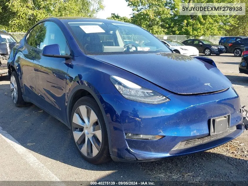 5YJYGDEEXMF278938 2021 Tesla Model Y