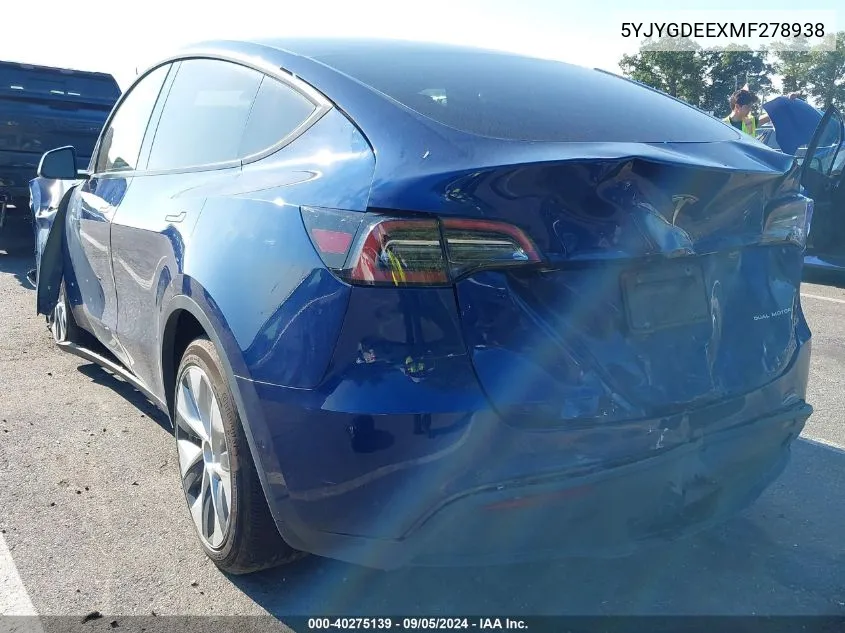 5YJYGDEEXMF278938 2021 Tesla Model Y