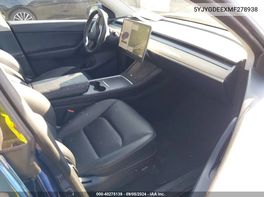 5YJYGDEEXMF278938 2021 Tesla Model Y