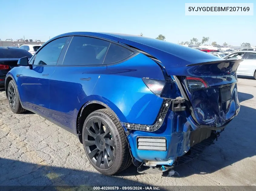 2021 Tesla Model Y VIN: 5YJYGDEE8MF207169 Lot: 40280579