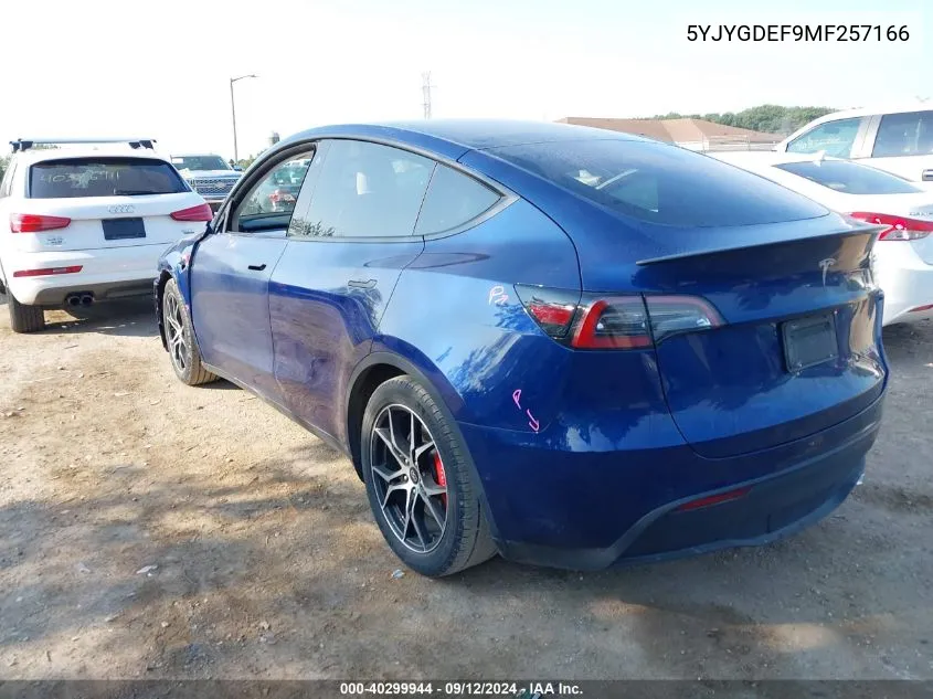 2021 Tesla Model Y VIN: 5YJYGDEF9MF257166 Lot: 40299944