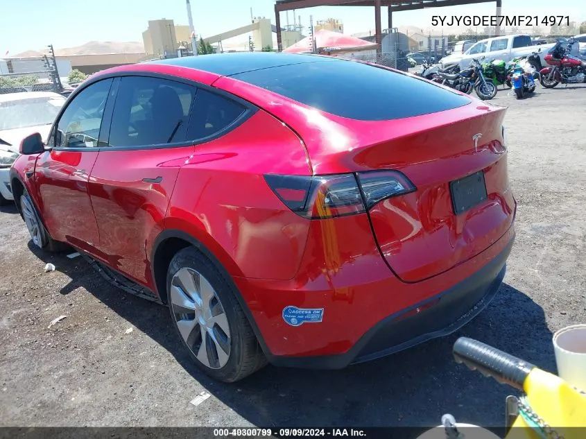 2021 Tesla Model Y Long Range Dual Motor All-Wheel Drive VIN: 5YJYGDEE7MF214971 Lot: 40300799