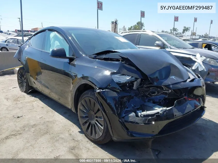 2021 Tesla Model Y Long Range Dual Motor All-Wheel Drive VIN: 5YJYGAEE0MF299487 Lot: 40317550