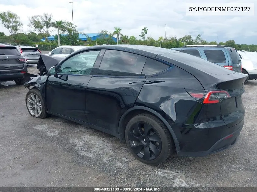 2021 Tesla Model Y Long Range Dual Motor All-Wheel Drive VIN: 5YJYGDEE9MF077127 Lot: 40321139