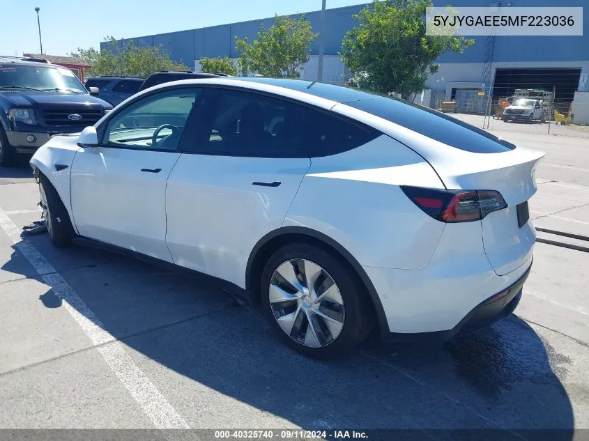 2021 Tesla Model Y Long Range Dual Motor All-Wheel Drive VIN: 5YJYGAEE5MF223036 Lot: 40325740