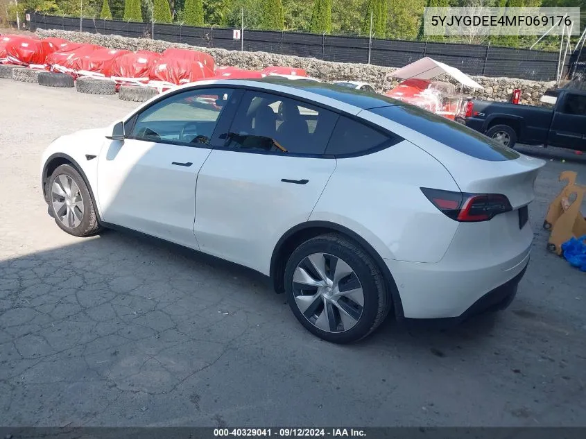 2021 Tesla Model Y Long Range Dual Motor All-Wheel Drive VIN: 5YJYGDEE4MF069176 Lot: 40329041