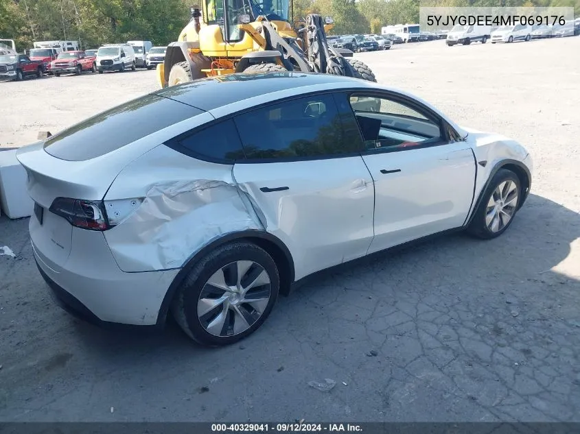 2021 Tesla Model Y Long Range Dual Motor All-Wheel Drive VIN: 5YJYGDEE4MF069176 Lot: 40329041