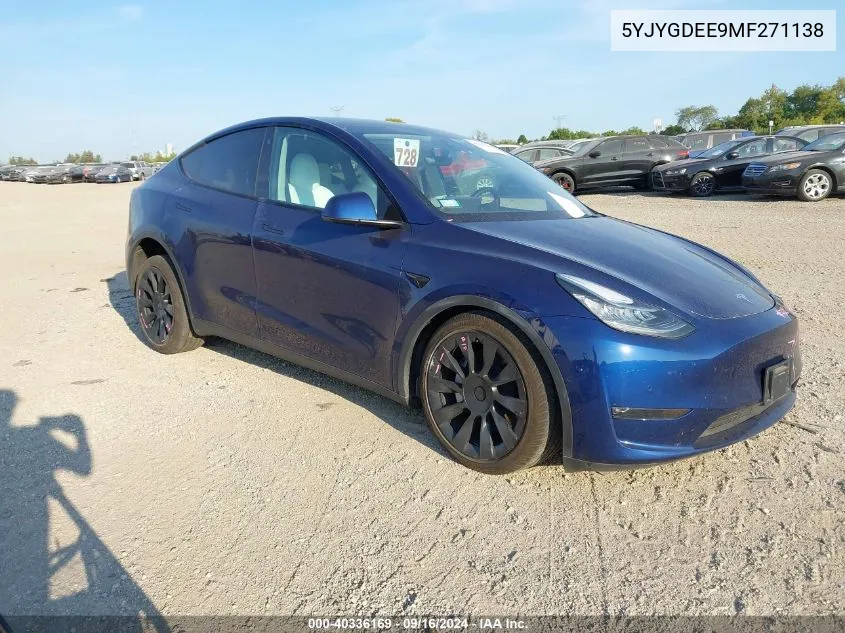 5YJYGDEE9MF271138 2021 Tesla Model Y