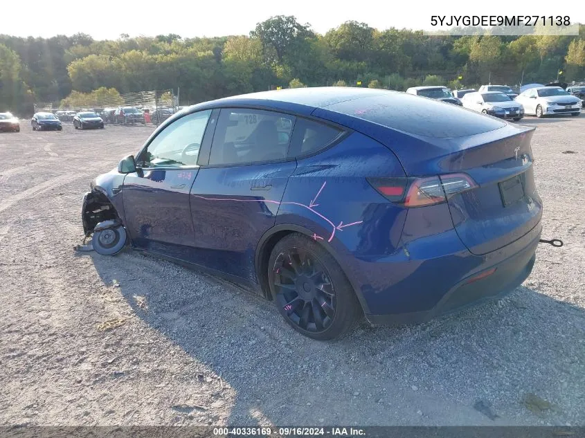 5YJYGDEE9MF271138 2021 Tesla Model Y