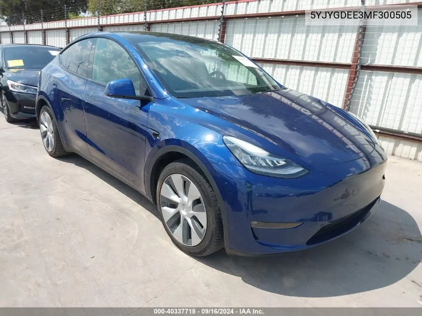 2021 Tesla Model Y Long Range Dual Motor All-Wheel Drive VIN: 5YJYGDEE3MF300505 Lot: 40337718