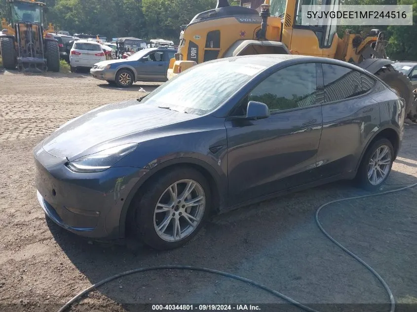 2021 Tesla Model Y Long Range Dual Motor All-Wheel Drive VIN: 5YJYGDEE1MF244516 Lot: 40344801