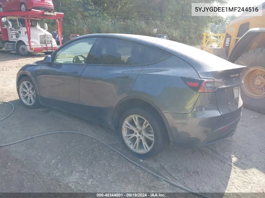 2021 Tesla Model Y Long Range Dual Motor All-Wheel Drive VIN: 5YJYGDEE1MF244516 Lot: 40344801