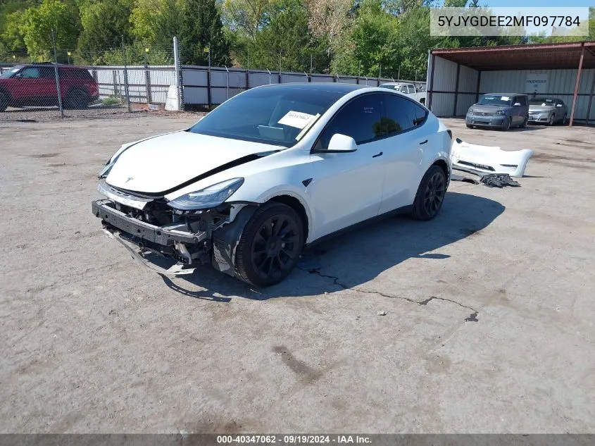 2021 Tesla Model Y Long Range Dual Motor All-Wheel Drive VIN: 5YJYGDEE2MF097784 Lot: 40347062