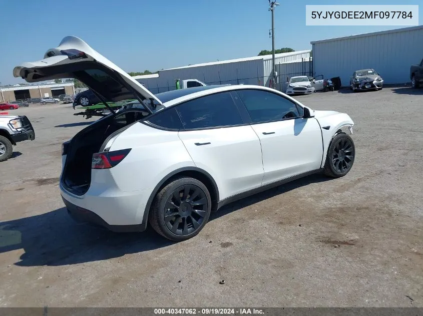 2021 Tesla Model Y Long Range Dual Motor All-Wheel Drive VIN: 5YJYGDEE2MF097784 Lot: 40347062