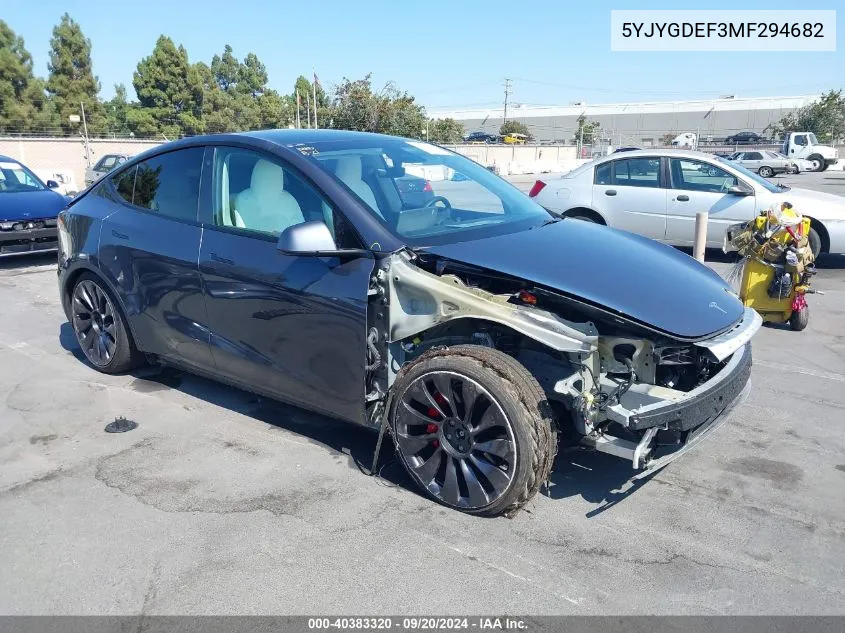 5YJYGDEF3MF294682 2021 Tesla Model Y Performance Dual Motor All-Wheel Drive