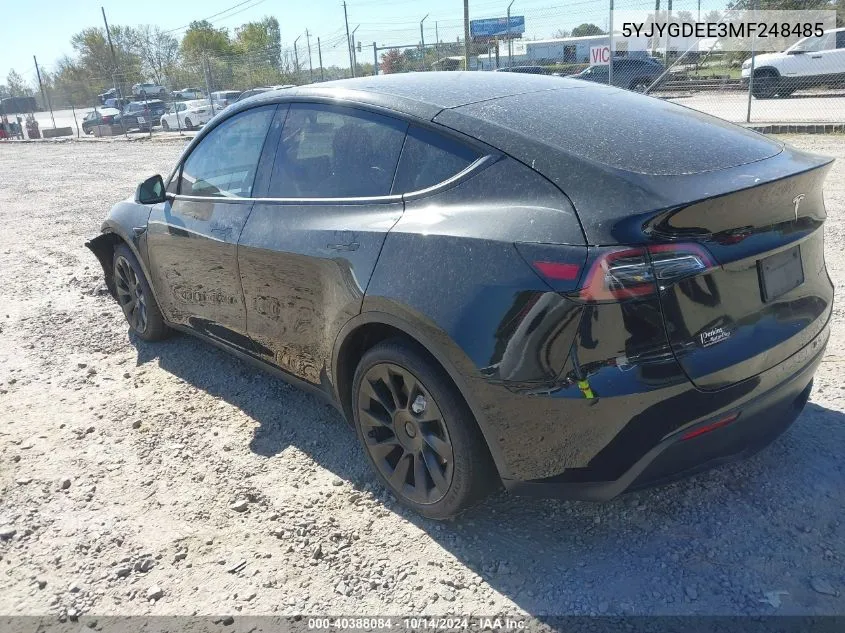 2021 Tesla Model Y Long Range Dual Motor All-Wheel Drive VIN: 5YJYGDEE3MF248485 Lot: 40388084