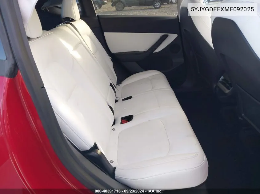 5YJYGDEEXMF092025 2021 Tesla Model Y