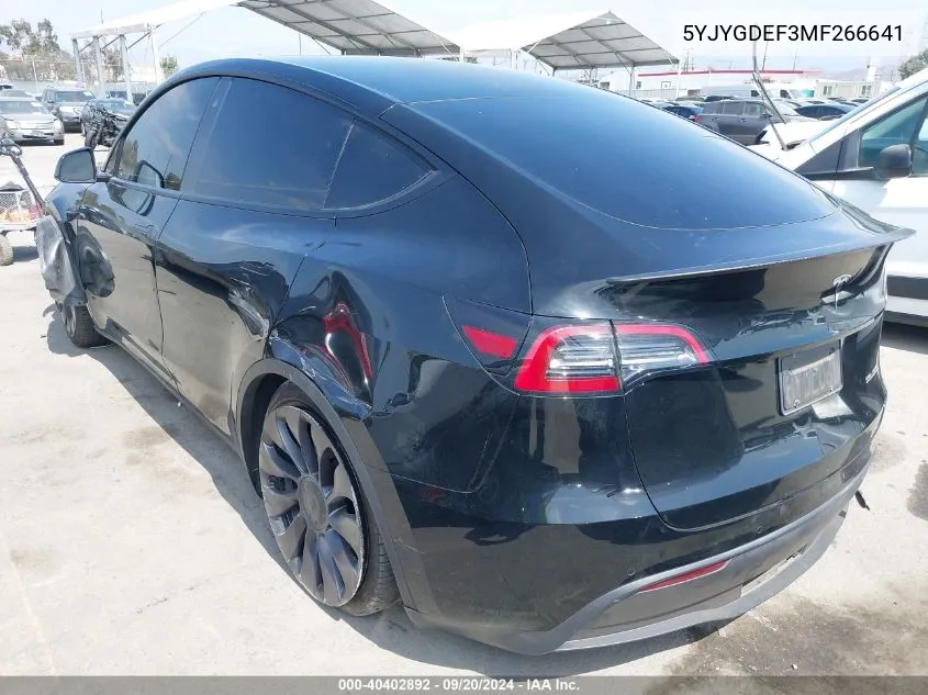 2021 Tesla Model Y Performance Dual Motor All-Wheel Drive VIN: 5YJYGDEF3MF266641 Lot: 40402892