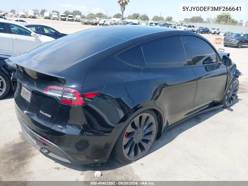 2021 Tesla Model Y Performance Dual Motor All-Wheel Drive VIN: 5YJYGDEF3MF266641 Lot: 40402892