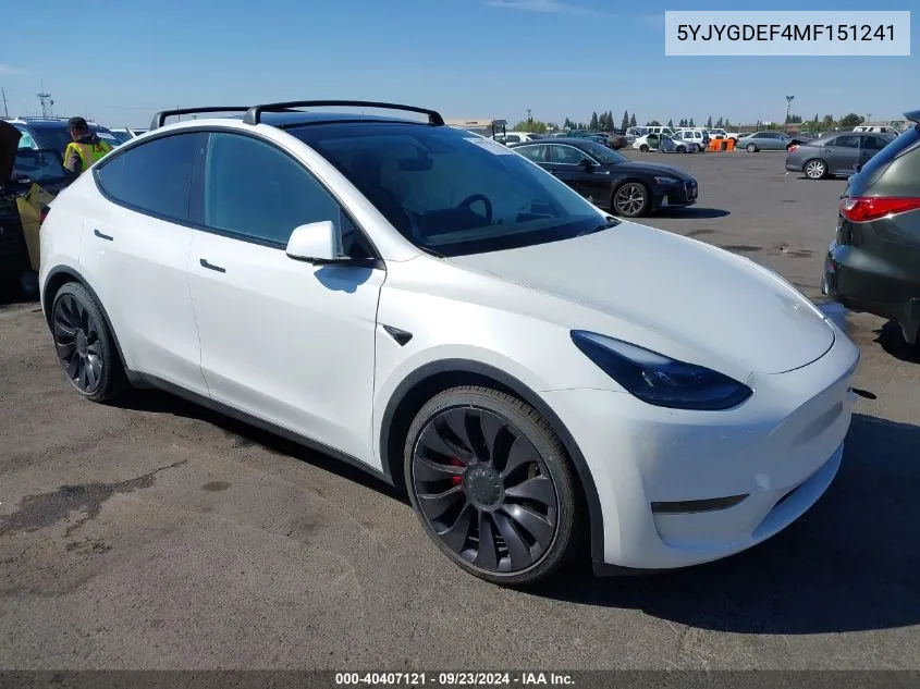 5YJYGDEF4MF151241 2021 Tesla Model Y Performance Dual Motor All-Wheel Drive