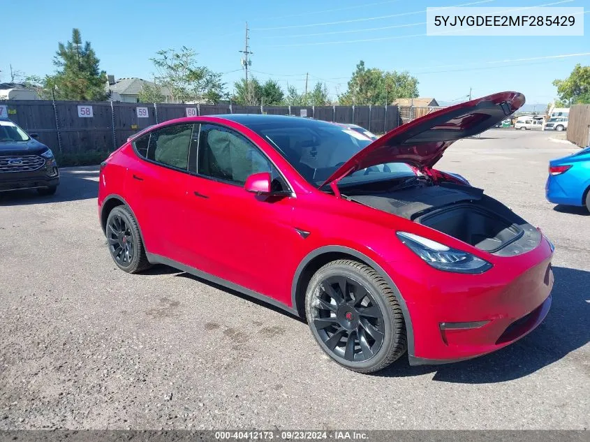 2021 Tesla Model Y Long Range Dual Motor All-Wheel Drive VIN: 5YJYGDEE2MF285429 Lot: 40412173