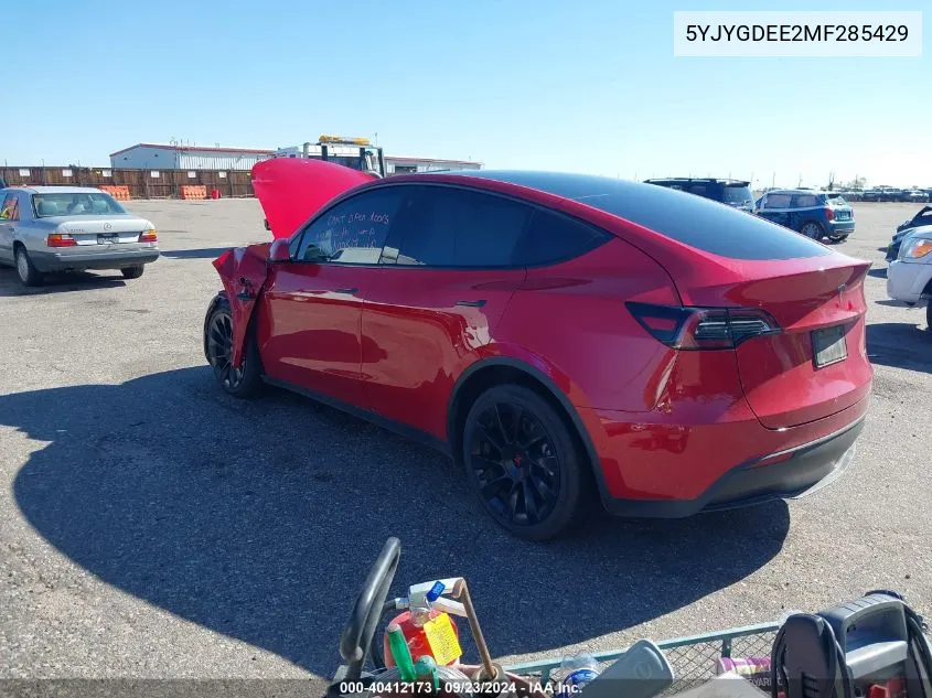 5YJYGDEE2MF285429 2021 Tesla Model Y Long Range Dual Motor All-Wheel Drive