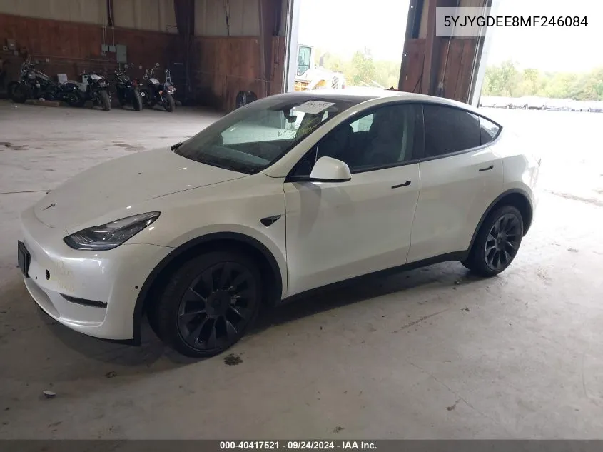 2021 Tesla Model Y Long Range Dual Motor All-Wheel Drive VIN: 5YJYGDEE8MF246084 Lot: 40417521