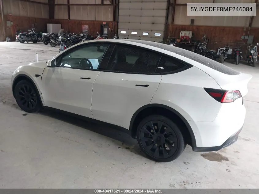 2021 Tesla Model Y Long Range Dual Motor All-Wheel Drive VIN: 5YJYGDEE8MF246084 Lot: 40417521