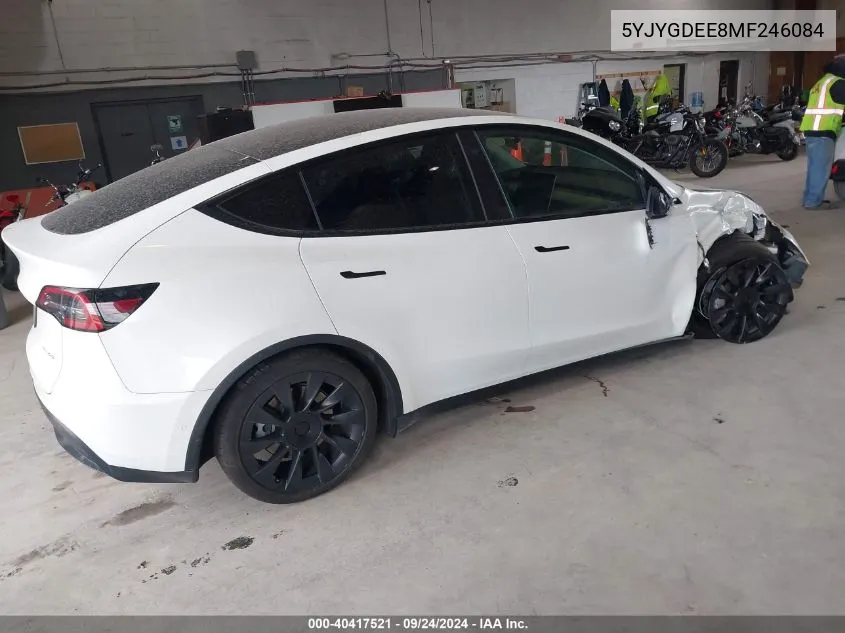 2021 Tesla Model Y Long Range Dual Motor All-Wheel Drive VIN: 5YJYGDEE8MF246084 Lot: 40417521