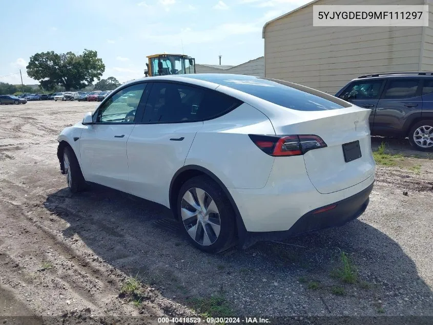 2021 Tesla Model Y VIN: 5YJYGDED9MF111297 Lot: 40418529