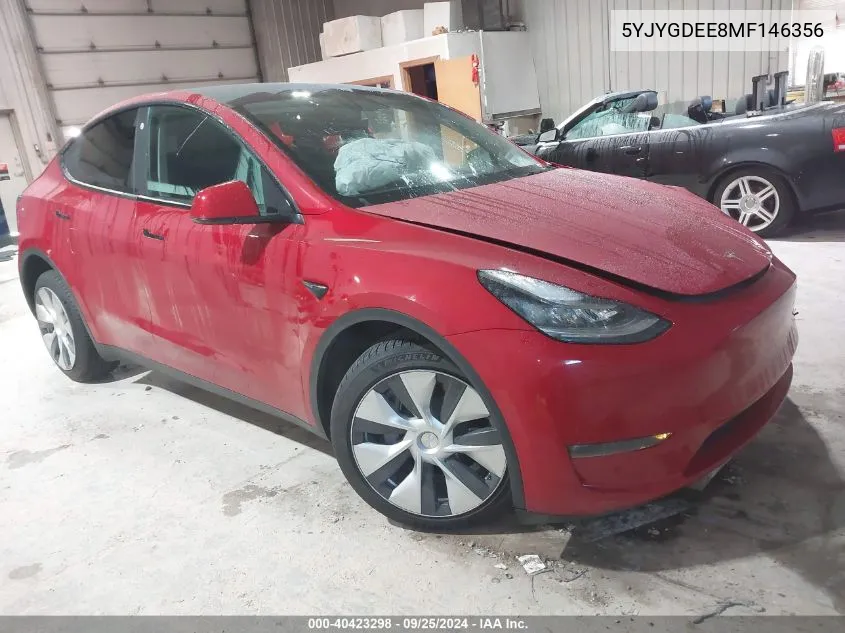 2021 Tesla Model Y Long Range Dual Motor All-Wheel Drive VIN: 5YJYGDEE8MF146356 Lot: 40423298