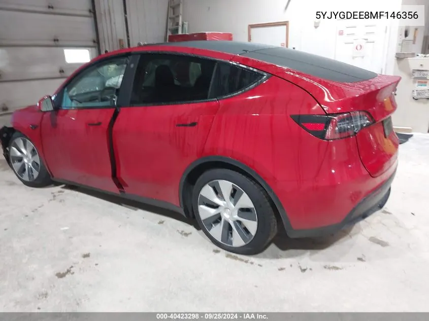 2021 Tesla Model Y Long Range Dual Motor All-Wheel Drive VIN: 5YJYGDEE8MF146356 Lot: 40423298