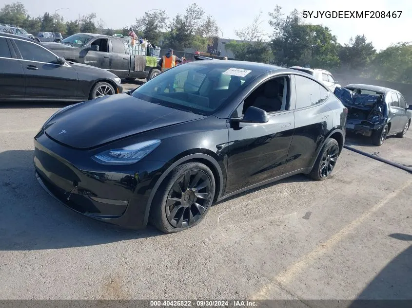 2021 Tesla Model Y VIN: 5YJYGDEEXMF208467 Lot: 40425822