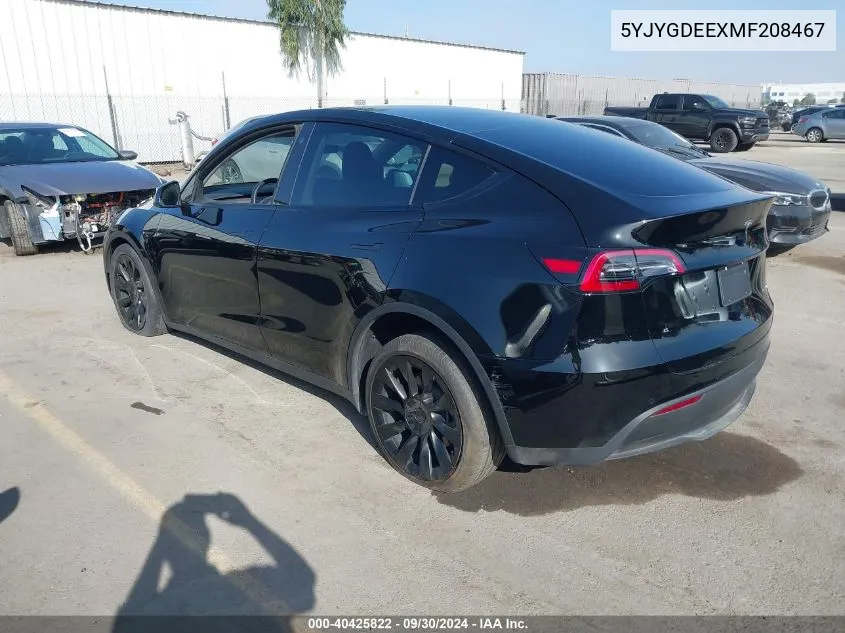 5YJYGDEEXMF208467 2021 Tesla Model Y